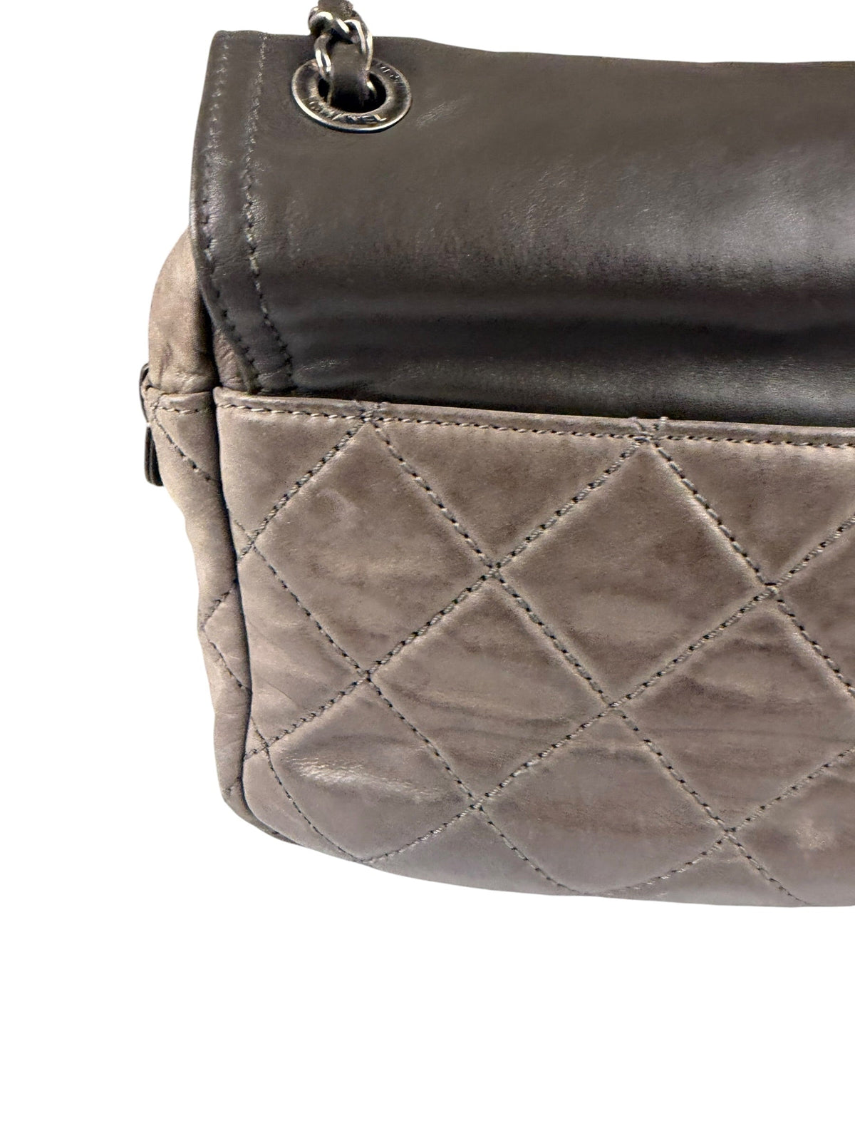 Chanel Olive Two Tone Quilted Leather Chain Flap Bag 2011