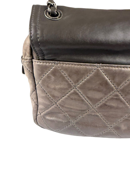 Chanel Olive Two Tone Quilted Leather Chain Flap Bag 2011