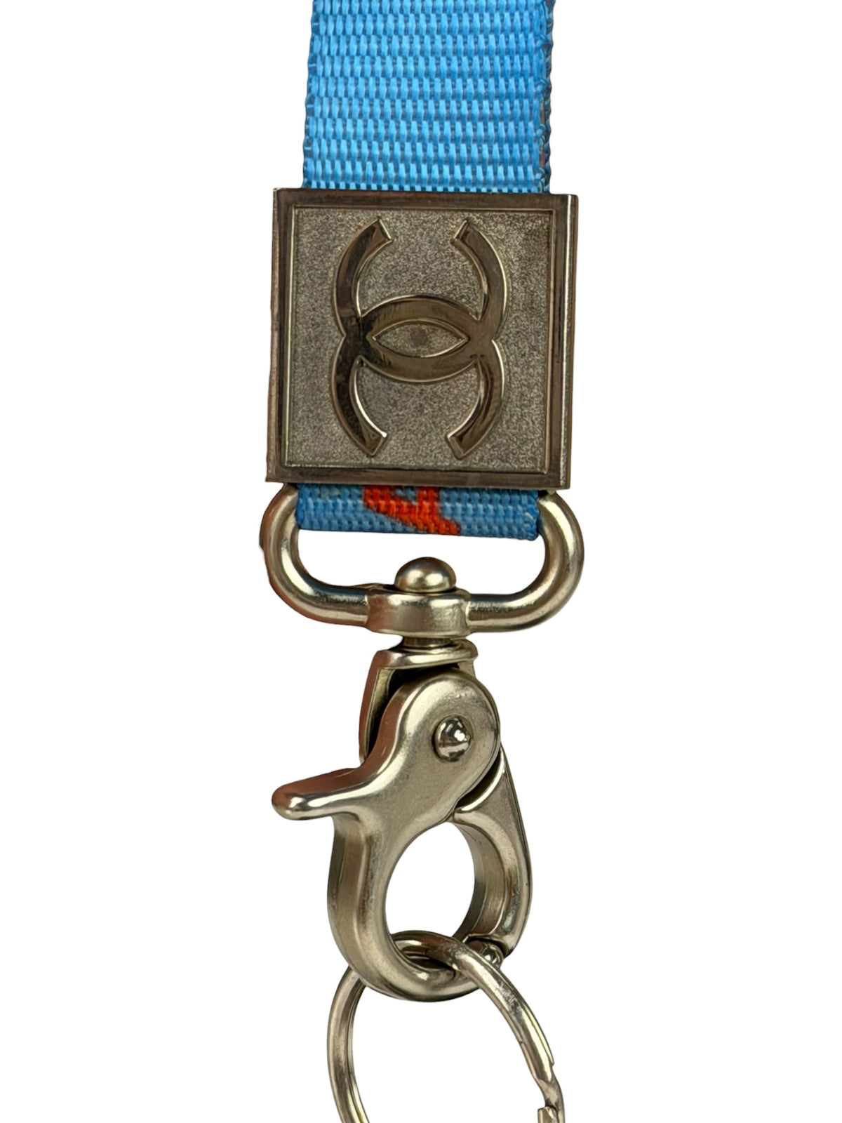 Chanel Coco Mark Nylon Strap Key Lanyard Blue