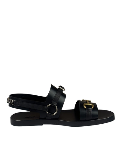 Gucci Black Cordovan Horsebit Sandals