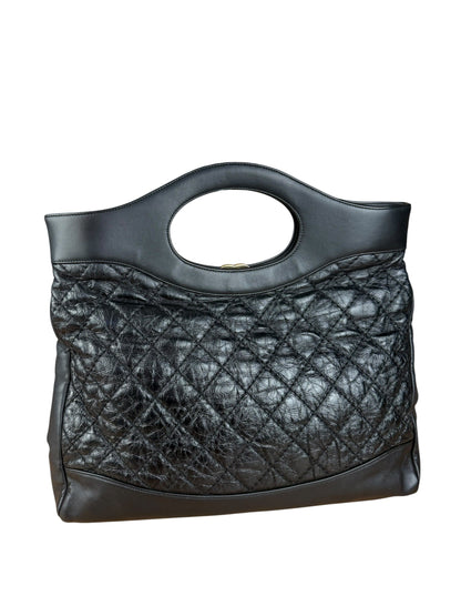 Chanel 31 Black Leather Quilted Shopping Clutch Shoulder Bag 2018