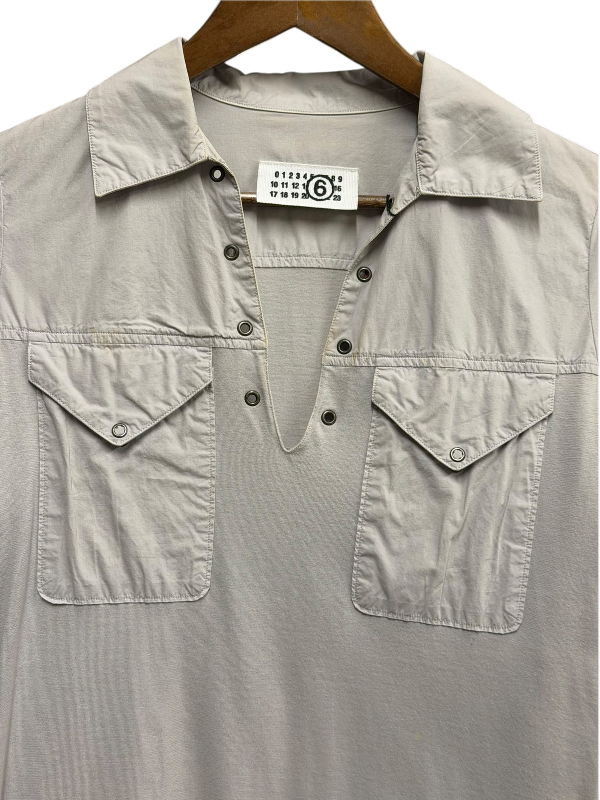 Maison Margiela MM6 ‘2 Fabrics’ Grey Long Sleeve Shirt Dress