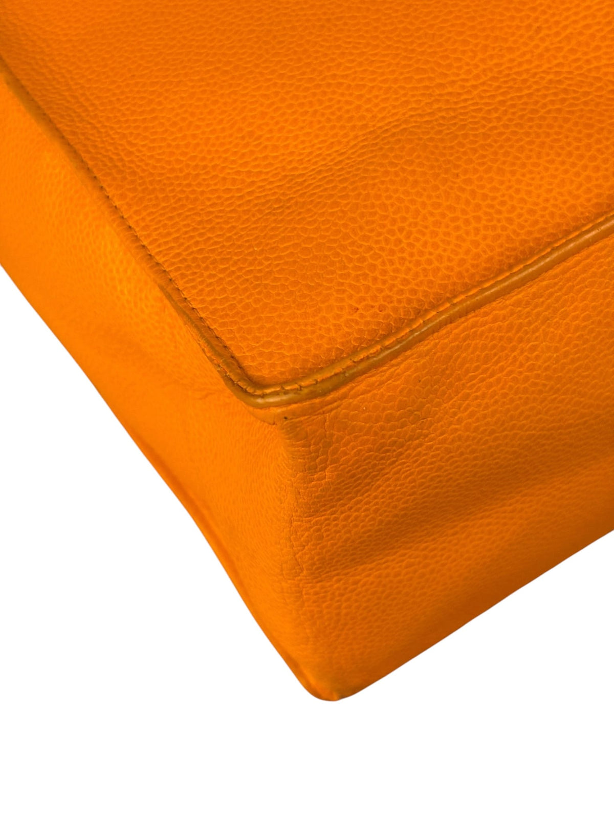 Chanel Vintage Orange Caviar Leather Tote 1989