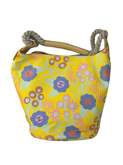 Chanel Canvas CC Floral Camellia Rope Bucket Shoulder Bag 2003