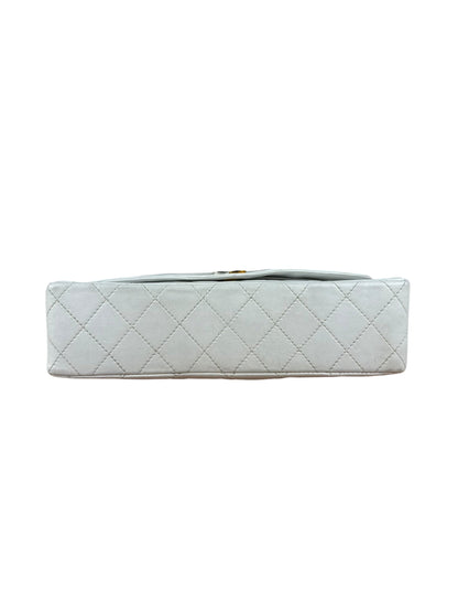 Chanel CC White Quilted Double Flap Bag 1988