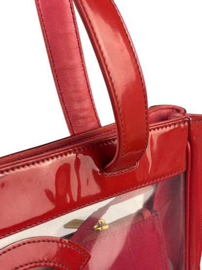 Chanel Red Triple C PVC Tote Bag w/ Pouch 2004