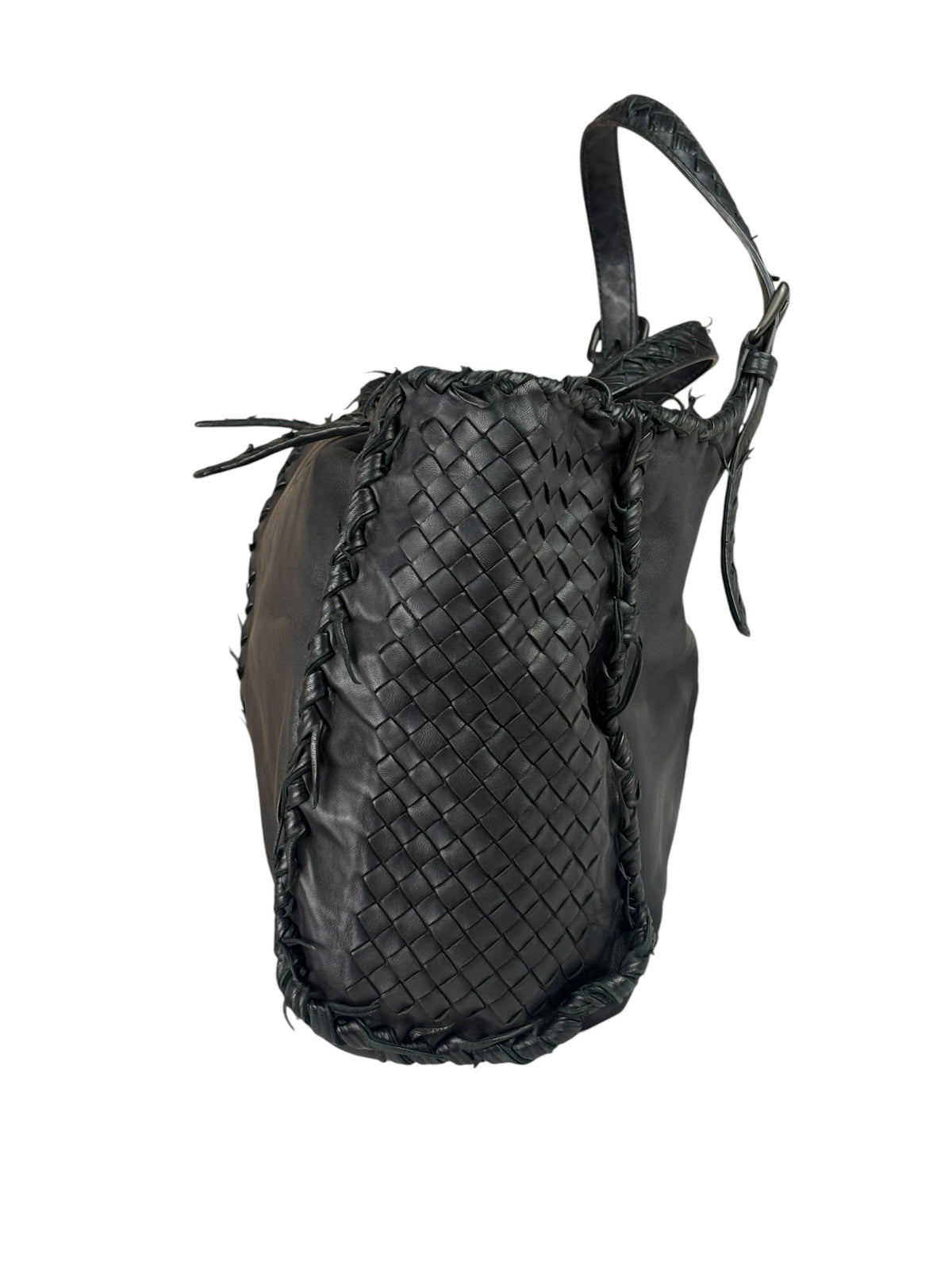 Bottega Veneta Black Intrecciato Fringe Shoulder Bag
