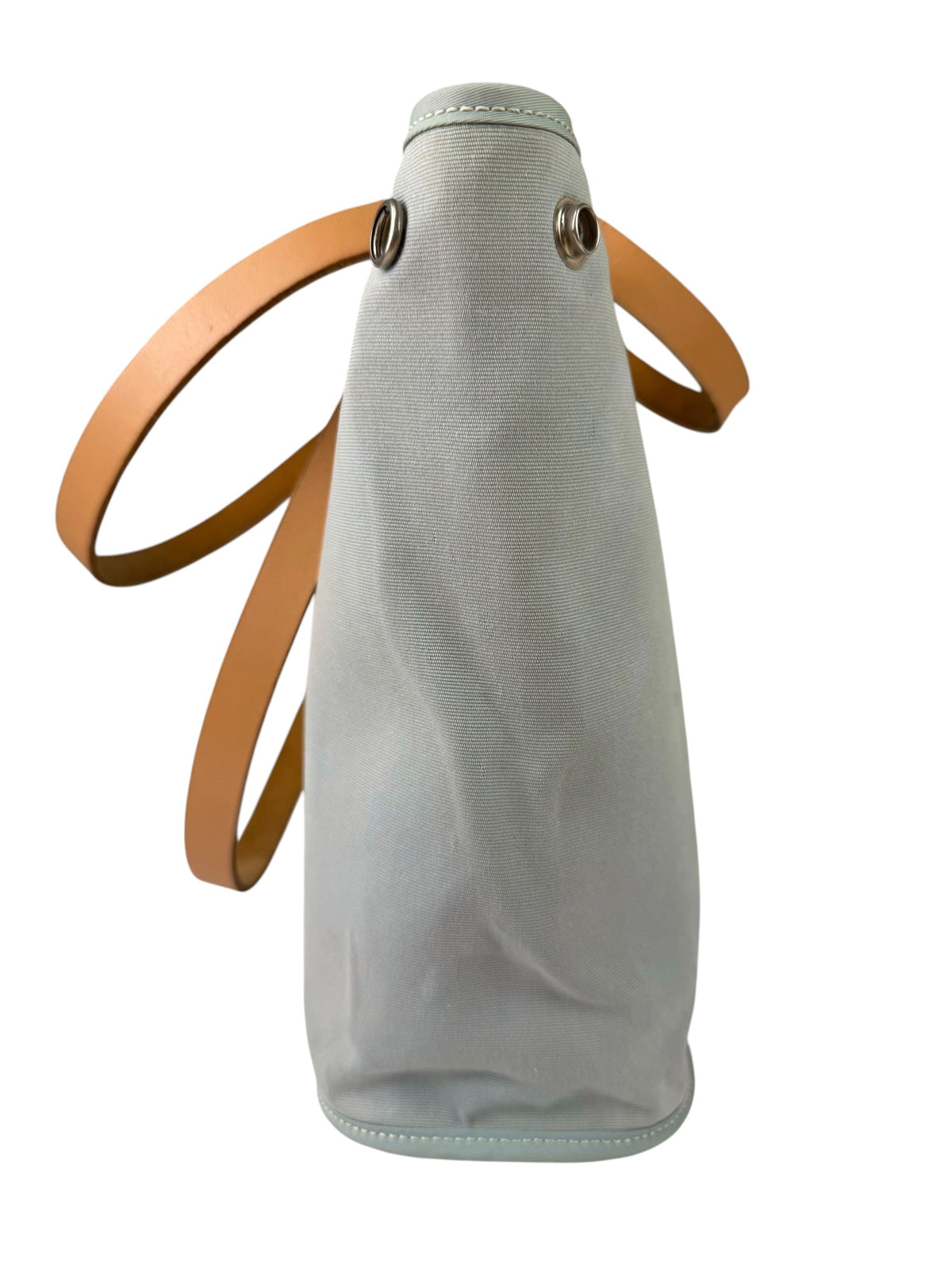Hermes Light Blue Canvas Leather Trim Cabag Elan Tote