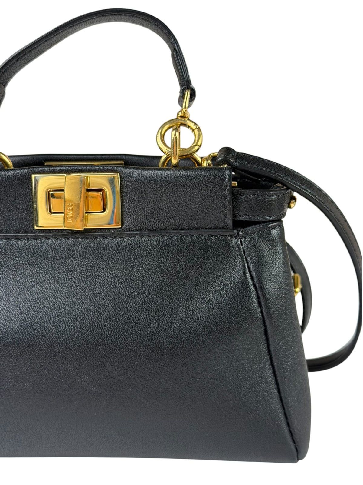 Fendi Black Leather Nano Peekaboo Two-Way Bag