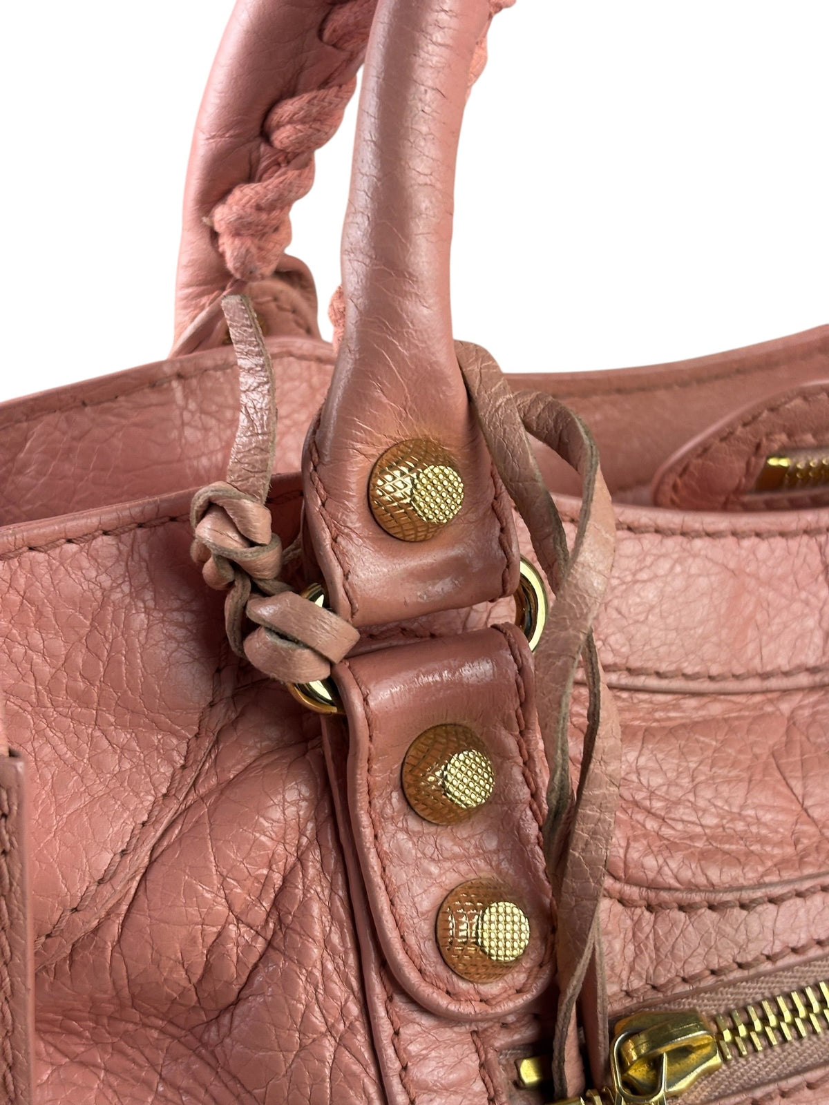 Balenciaga Light Pink Leather Classic Moto City Bag
