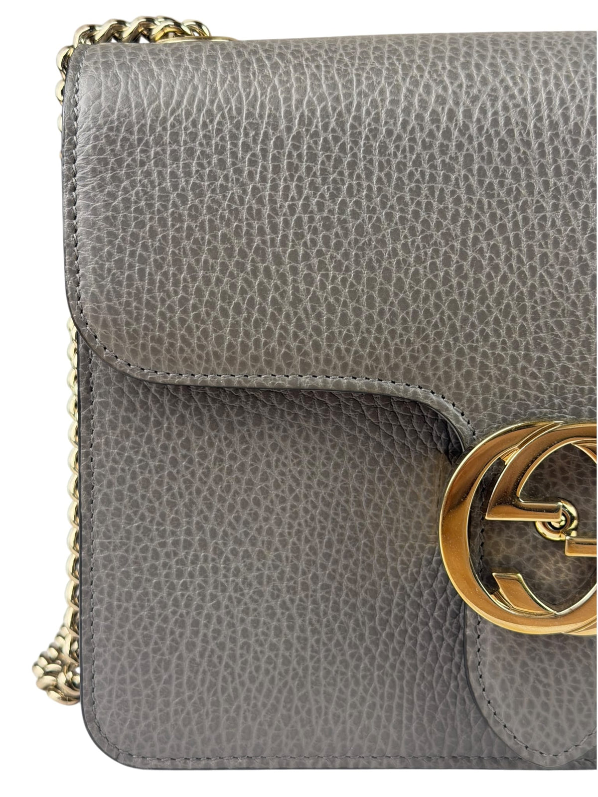 Gucci Grey Calfskin Interlocking Small G Shoulder Bag