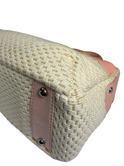Chanel Cream/Pink Leather Lax Crochet Bowler Shoulder Bag 2004