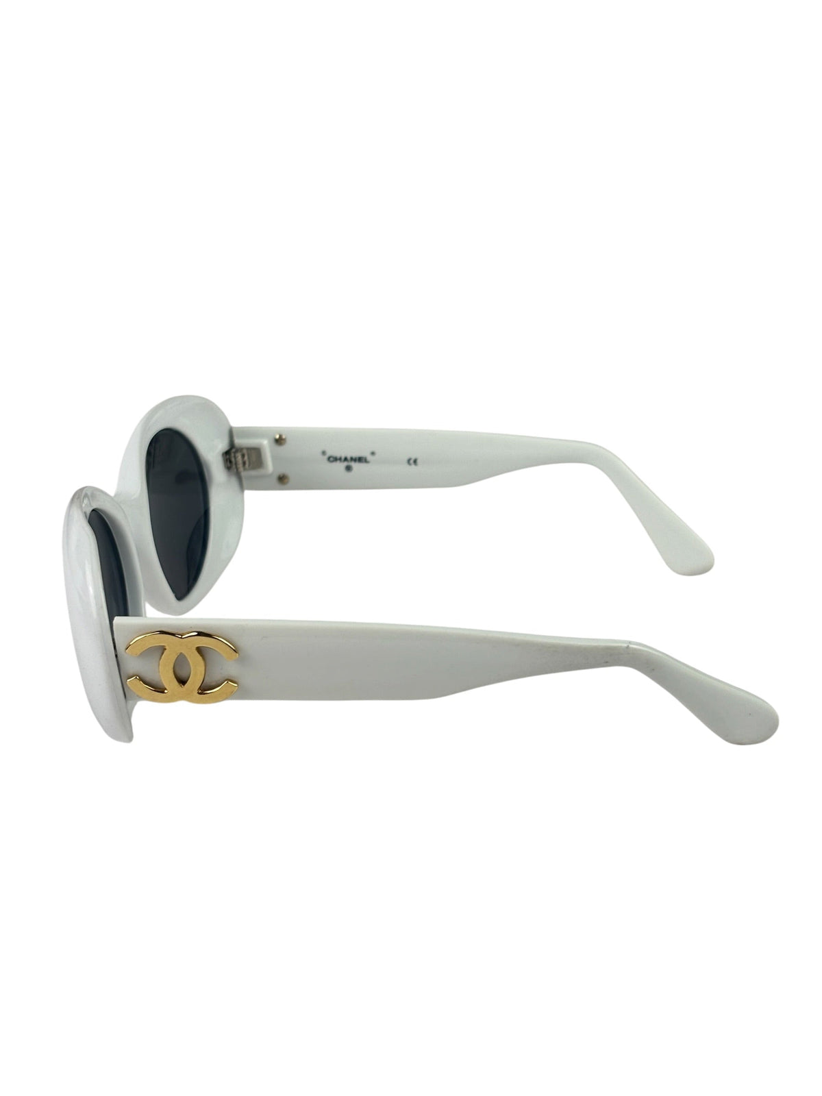 Chanel White Oval Sunglasses