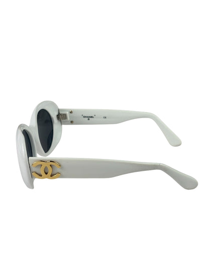Chanel White Oval Sunglasses