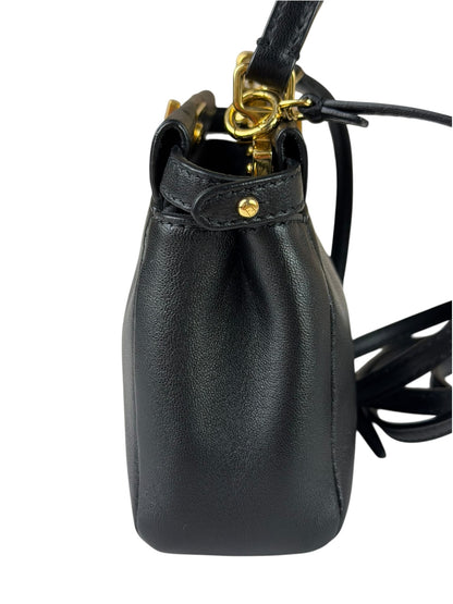 Fendi Black Leather Nano Peekaboo Two-Way Bag