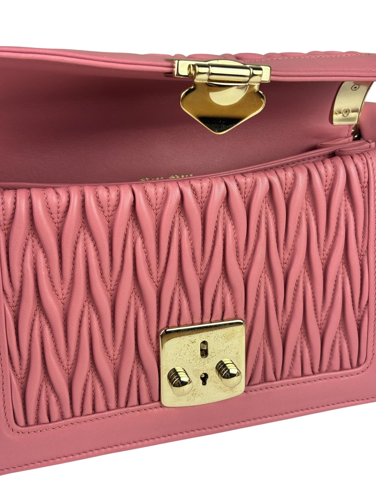 Miu Miu Pink Confidential Nappa Matelassè Leather Shoulder Bag