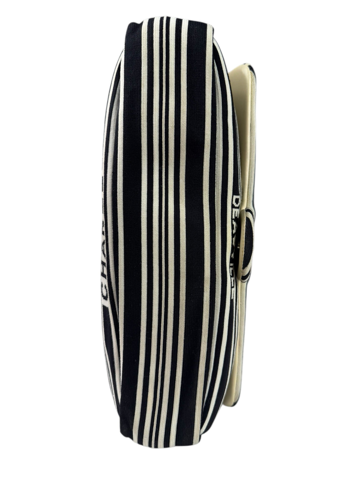 Chanel Black/White Leather Trim/Cloth Venise Biarritz Flap Bag 2019