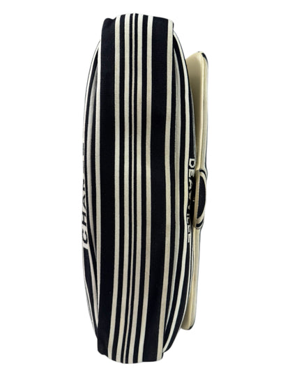 Chanel Black/White Leather Trim/Cloth Venise Biarritz Flap Bag 2019