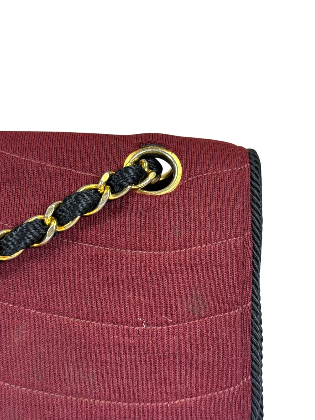 Chanel Vintage Burgundy Cotton Pairs-Seoul Pagoda Flap Bag