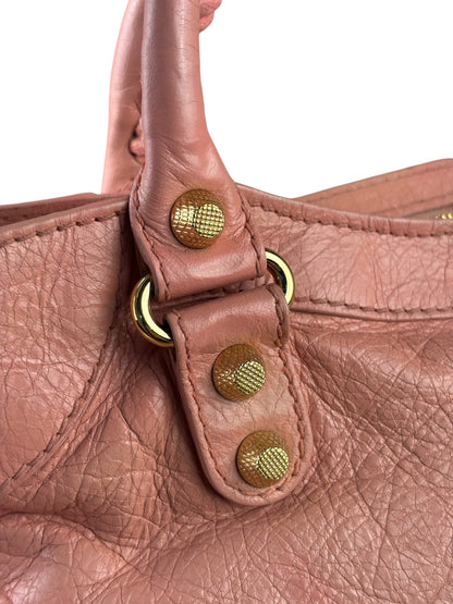 Balenciaga Light Pink Leather Classic Moto City Bag