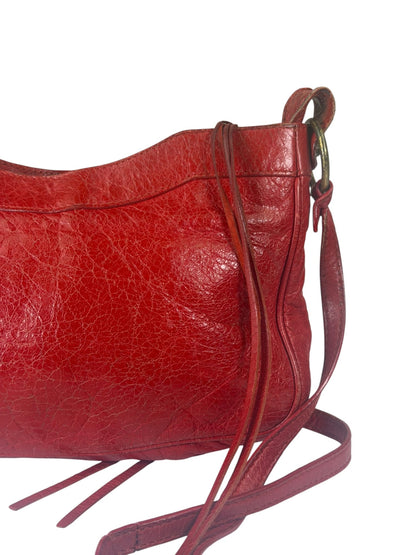 Balenciaga Red Lambskin Hip Moto Crossbody