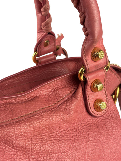 Balenciaga Pink Lambskin Velo Moto Two-Way Bag