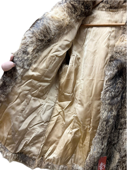 Vintage Dark Brown/Beige Collared Fur Coat