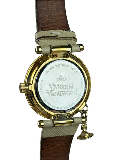 Vivienne Westwood White Leather Round Face Watch