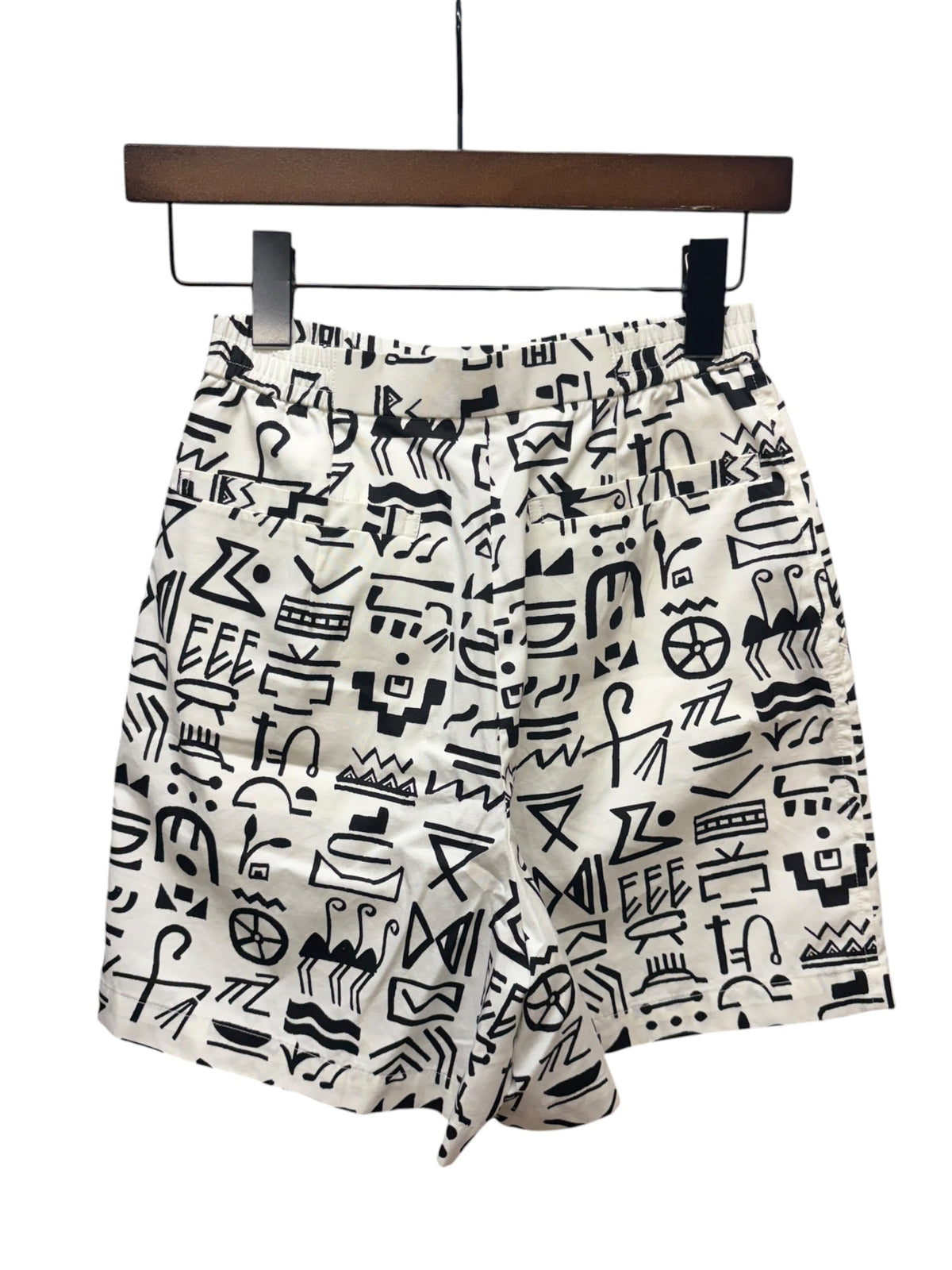 Christian Dior White/Black Hieroglyphic Style Print Sports Shorts