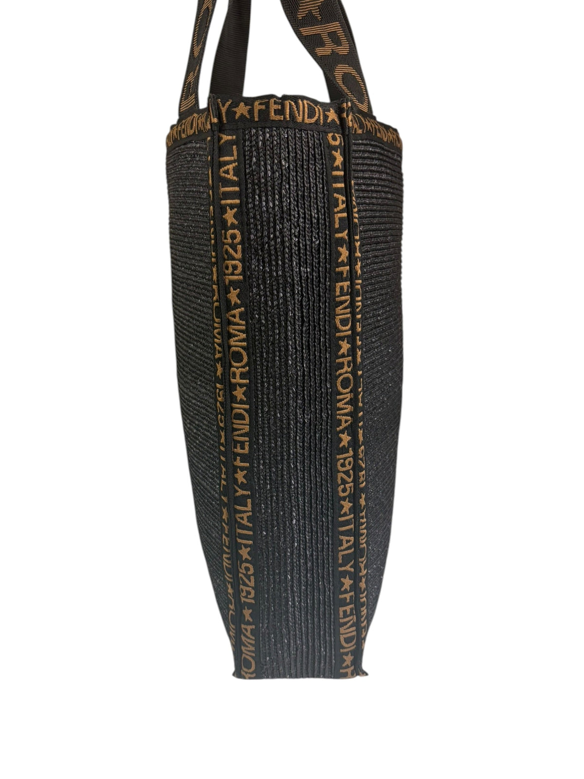 Fendi Black Straw Roma 1925 Tote
