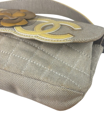 Chanel Woven Leather Trim Camellia No.5 Small Flap Bag 2005