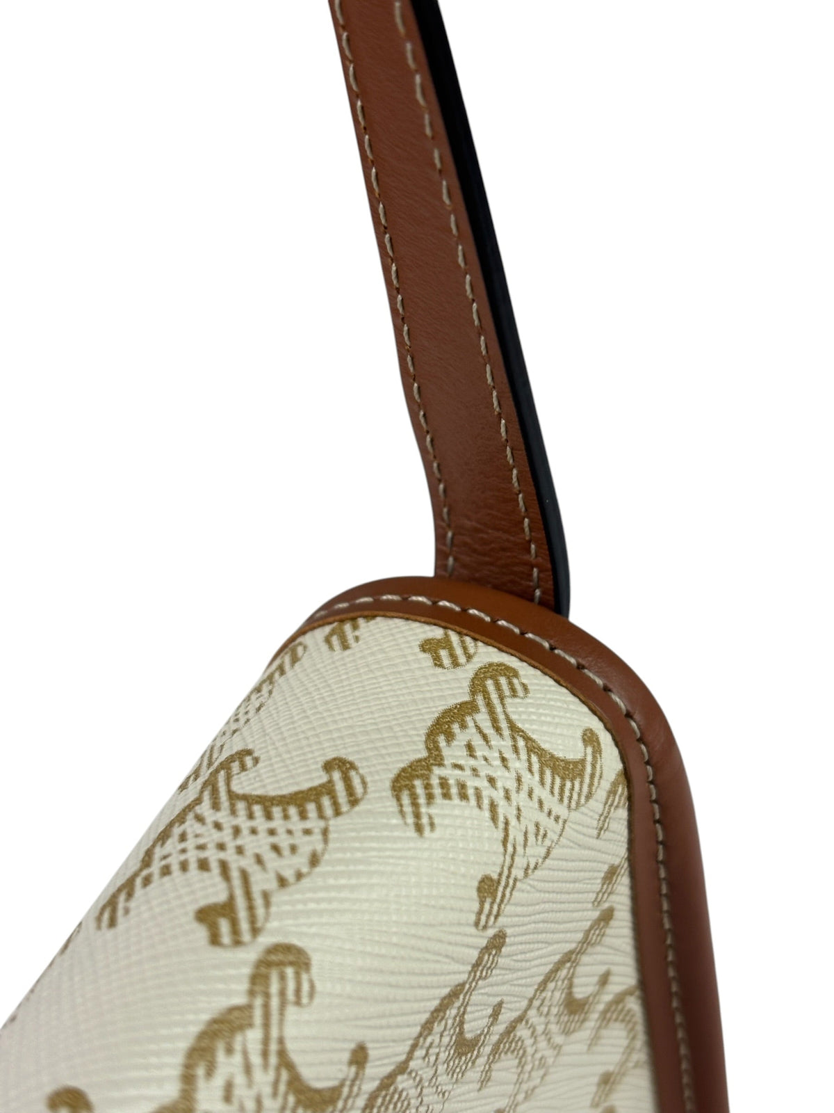 Celine White Leather Macadam Nano Triomphe Besace Shoulder Bag