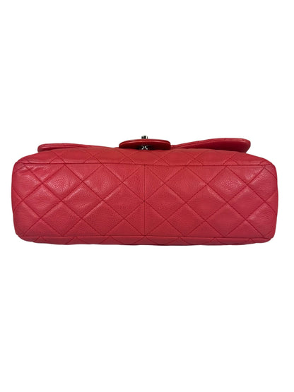Chanel Red Quilted Caviar Leather Flap Bag 2008