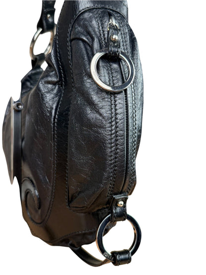 Fendi Vintage Black Leather Oyster Hobo Bag