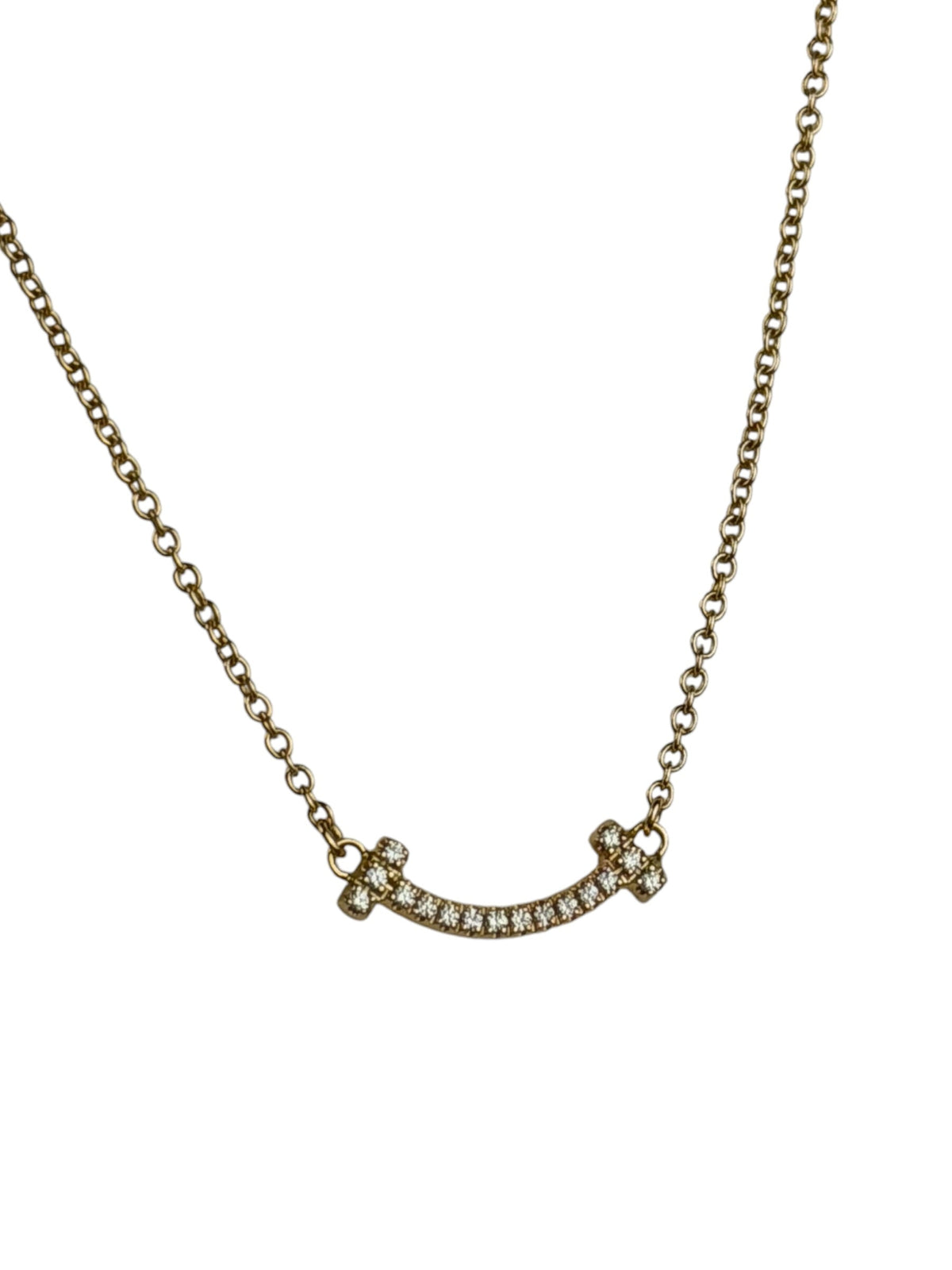 Tiffany & Co.T Smile Yellow Gold & Diamonds Pendant Necklace