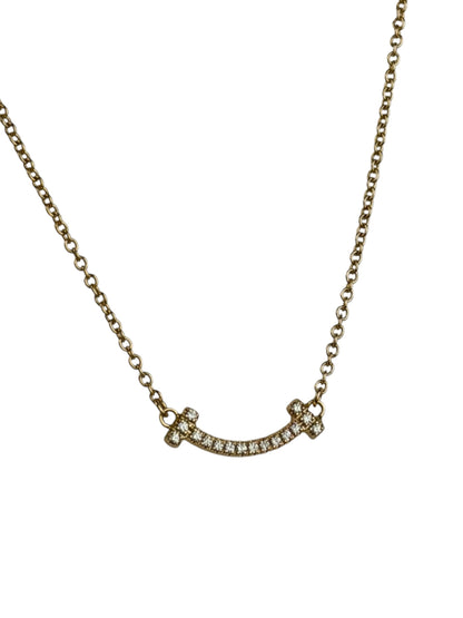 Tiffany & Co.T Smile Yellow Gold & Diamonds Pendant Necklace
