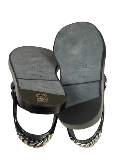 Gucci Black Cordovan Horsebit Sandals
