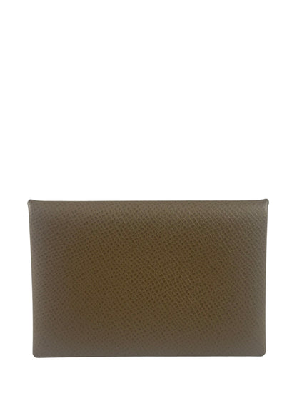 Hermes Beige Leather Calvi Coin Holder