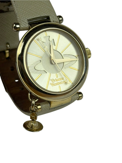 Vivienne Westwood White Leather Round Face Watch