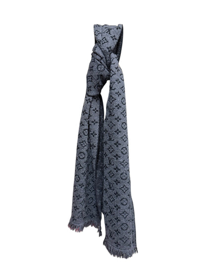 Louis Vuitton Grey/Black Monogram Wool Scarf