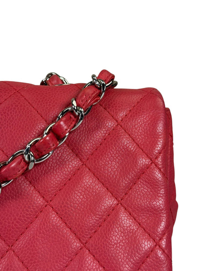 Chanel Red Quilted Caviar Leather Flap Bag 2008