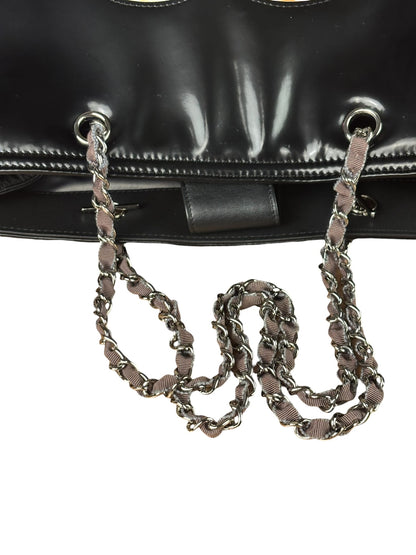 Chanel Black Patent Leather Quilted Lipstick Tote 2011