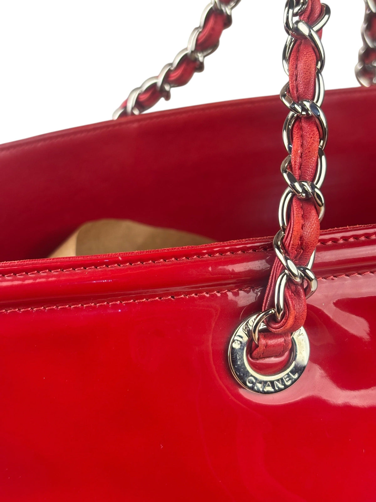 Chanel Lipstick Red Patent Leather Paris-Venice CC Jumbo Tote 2010