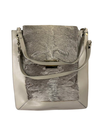 Jasonwu Grey Leather Lamb Fur Flap Tote