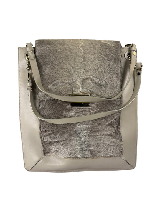 Jasonwu Grey Leather Lamb Fur Flap Tote