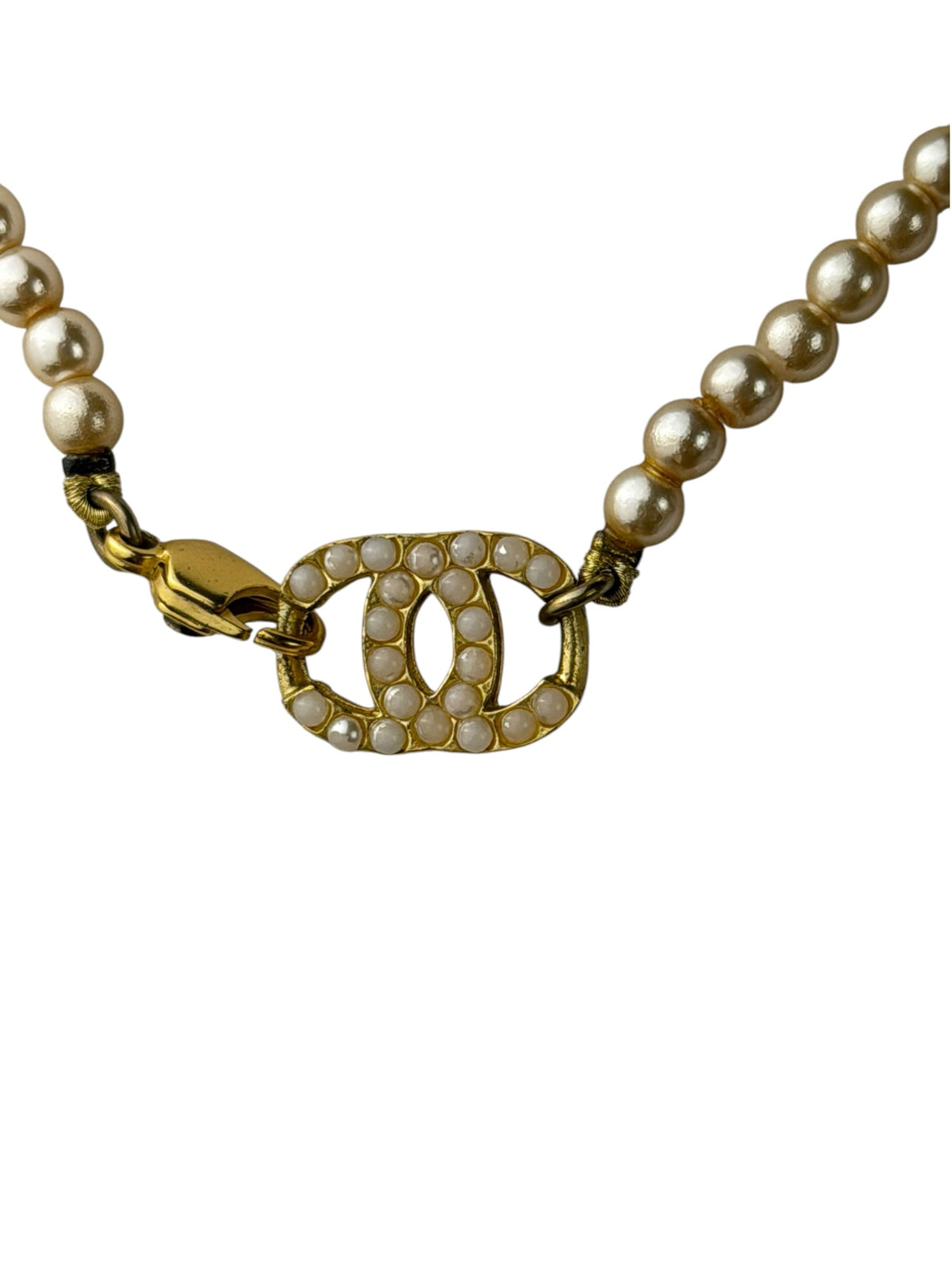 Chanel Vintage Coco Pearl/CC Pendant Necklace