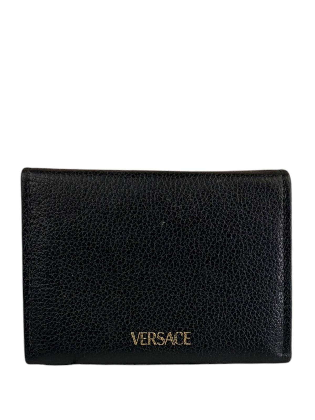 Versace Black Calfskin La Medusa Flap Card Holder