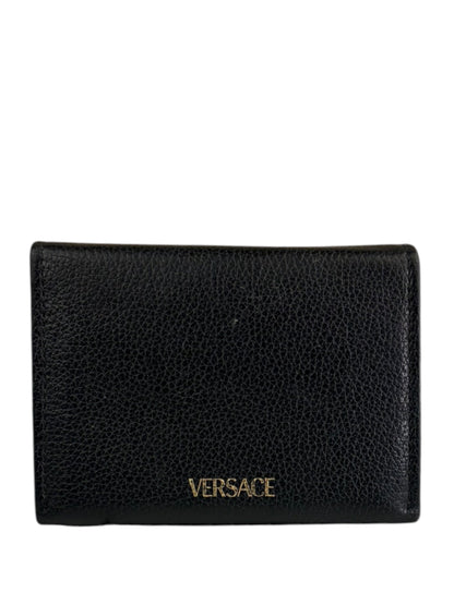 Versace Black Calfskin La Medusa Flap Card Holder