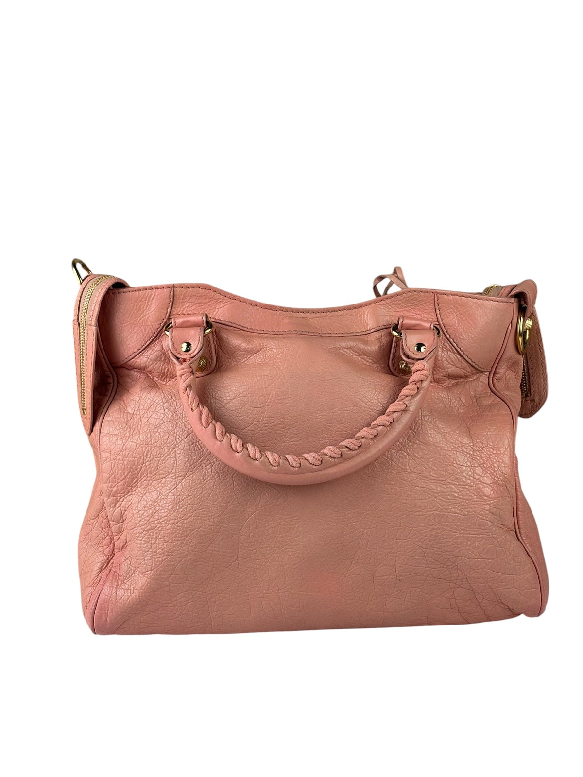 Balenciaga Light Pink Leather Classic Moto City Bag
