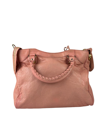 Balenciaga Light Pink Leather Classic Moto City Bag